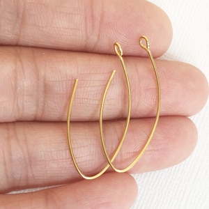 10 pcs  gold color earrings hook 32x14mm, gold leaf shape earring hook, Made in USA