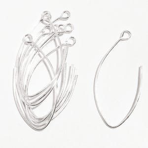 100 versilberte Ohrhaken: Blattform Haken (32 x 14 mm)