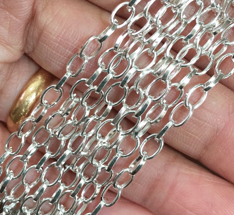 Spring special 10 ft Silver plated drawn cable chain 6x3.5mm, Bulk Silver chain, image 3