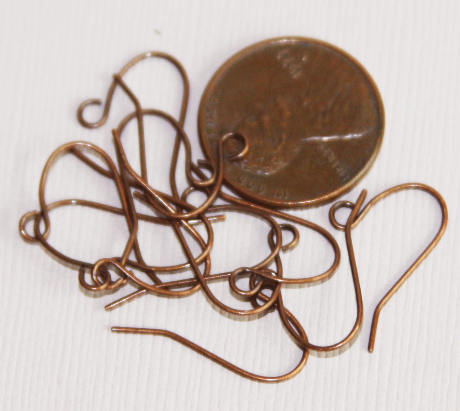 thumbnail image 2 of 6 Pure Copper Big Fancy French Hook Fishhook Earring Findings With Loop - Bedazzlinbeads 2 of 6