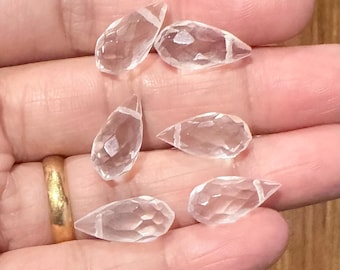 6 Stück Bergkristall klare facettierte briolette 8 x 16 mm