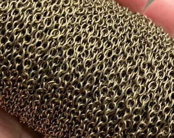 32ft Antiqued brass  round cable chain 3.5x2.5mm, bulk brass chain