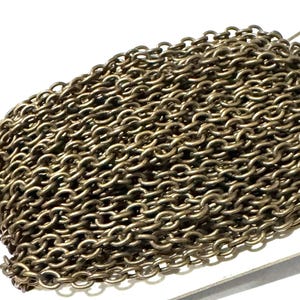 90ft  Antiqued Brass finished iron round cable chain 2.6X3.9mm - unsoldered