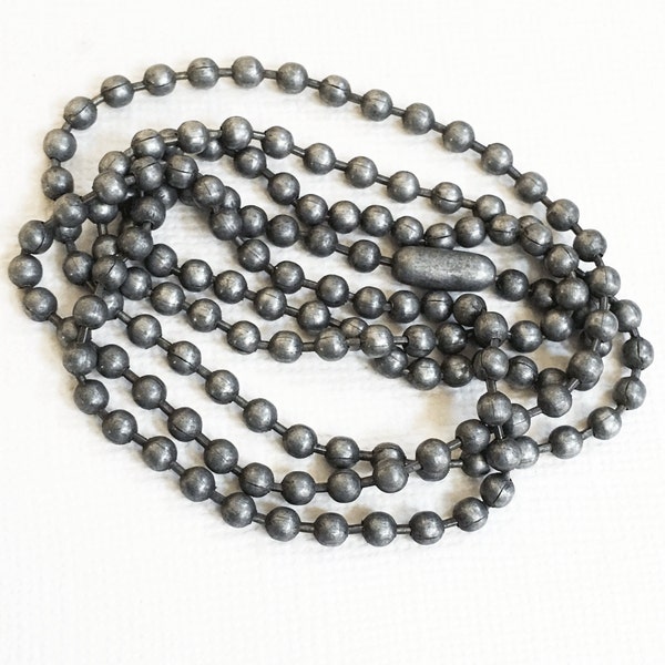 5 strands of 27 inch antique silver ball chain with connector  3mm, matte antique silver finished chain