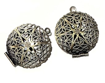 5 PCs antiqued brass filigree Locket Charm Pendant 27x32mm