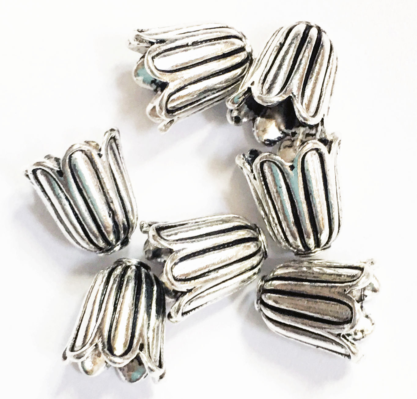 10pcs-5.5mm Tapas De Cuentas De Plata De Ley, Tapas De Cuentas De