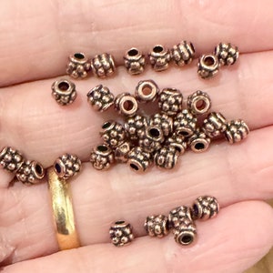 50 Antique Copper Drum Spacer Beads: 4x4mm Zinc Alloy