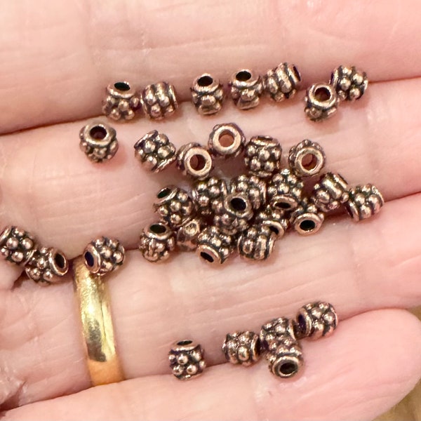 50 pcs  antique Copper Drum spacer beads 4x4mm,  metal spacer beads