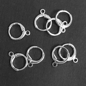 Bulk 100 PCs  Silver plated round  leverback earwire 12mm, bulk silver leverback earring hook