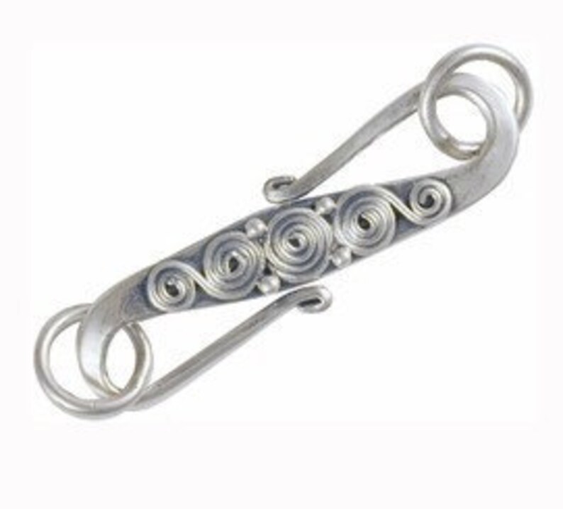 0.925 Bali Oxidized sterling silver S clasp with swire 31mm 1 pc of
