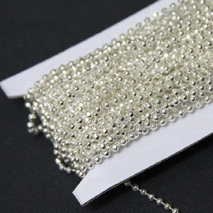 Silver Plated Brass Ball Chain: Faceted 2.4mm, 25 ft Spool
