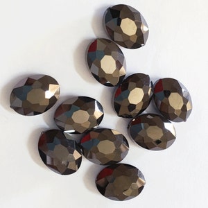 6 Jet Oval Crystal Beads: Electroplated (12x15mm)