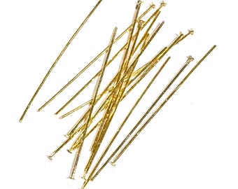 200 pcs of gold color brass headpin 2 inch long - 22 gauge