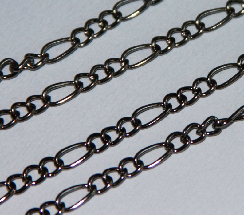 45ft Gunmetal Chain Figaro Chain 5x8.6mm Open Link