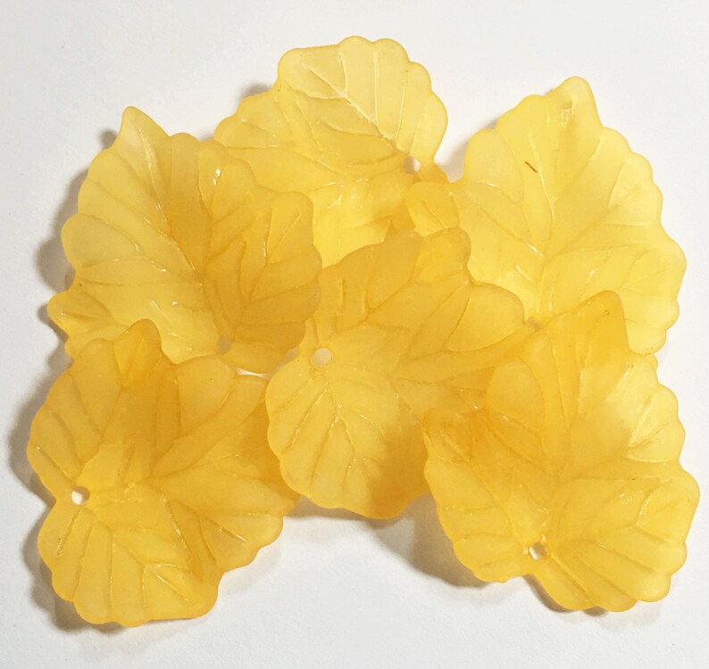 40 Pcs Frosted Acrylic Leaf Drops 24x22mm Yellow Etsy