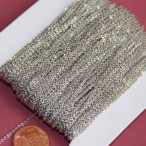 100 ft Antique Silver Plated very Flat Soldered Cable Chain 1.5mm image 3
