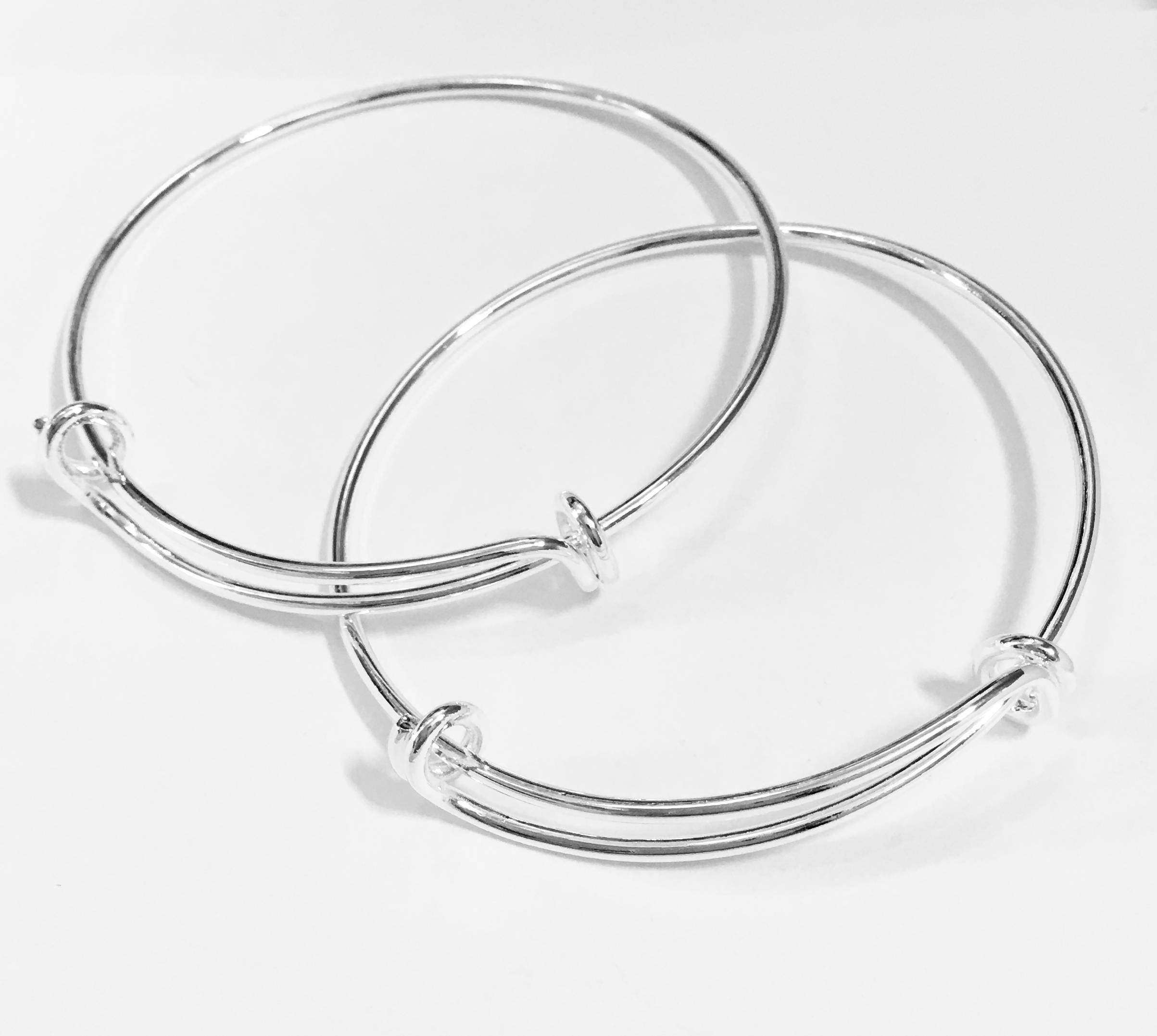 Bulk 10 pcs Adjustable wire bangle Silver plated brass Etsy