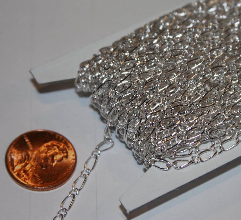 32ft silver chain plated brass Figaro chain soldered links