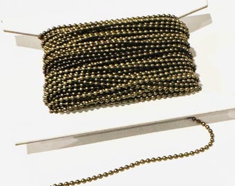 Cadena de latón antiguo de 32 pies, cadena de bolas de 1,5 mm con conector