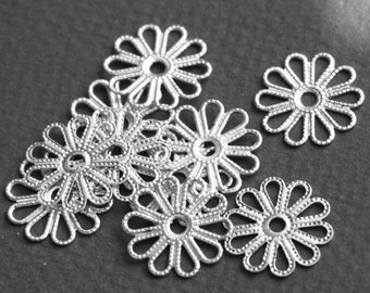 40 pcs  Antiqued silver plated filigree flower links 16mm