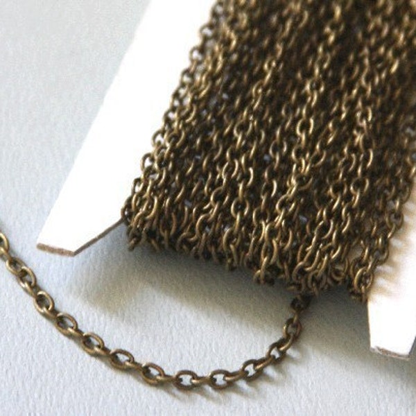 15 ft  Antiqued Brass finished iron round cable chain 2.6X3.9mm - unsoldered
