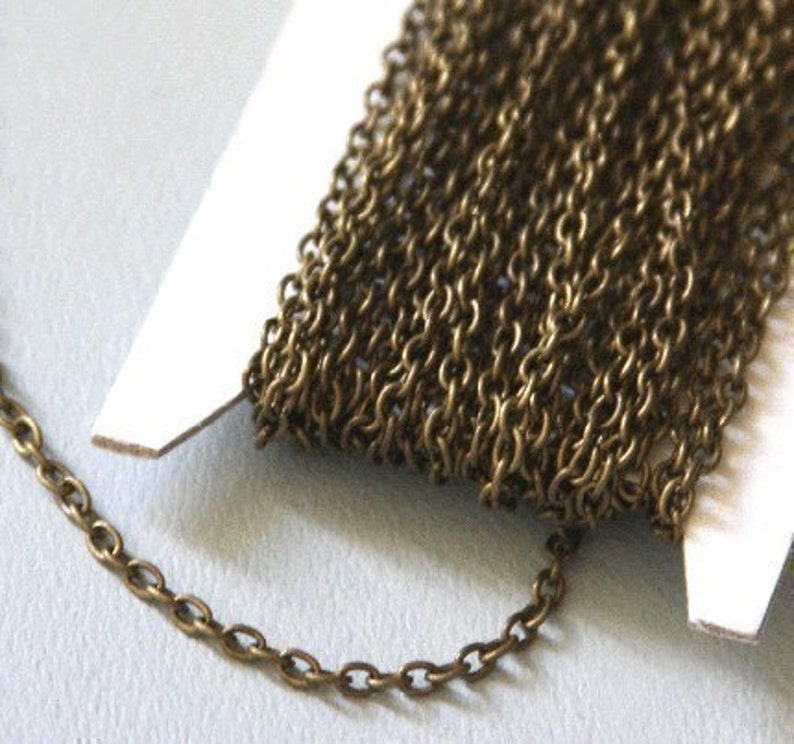 15 ft Antiqued Brass finished iron round cable chain 2.6X3.9mm unsoldered image 1