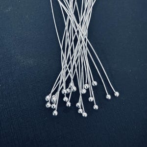 500 Silver plated brass Ball end head pins  24 gauge  2 inch