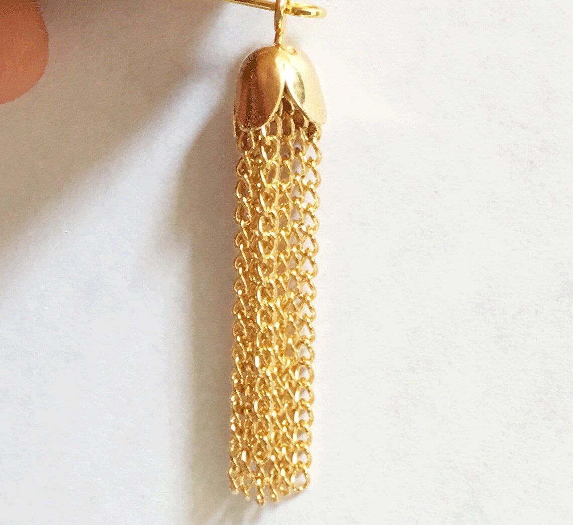 Gold Tone Tassel Gold Chain Tassel Gold Plated Steel Tassel Etsy