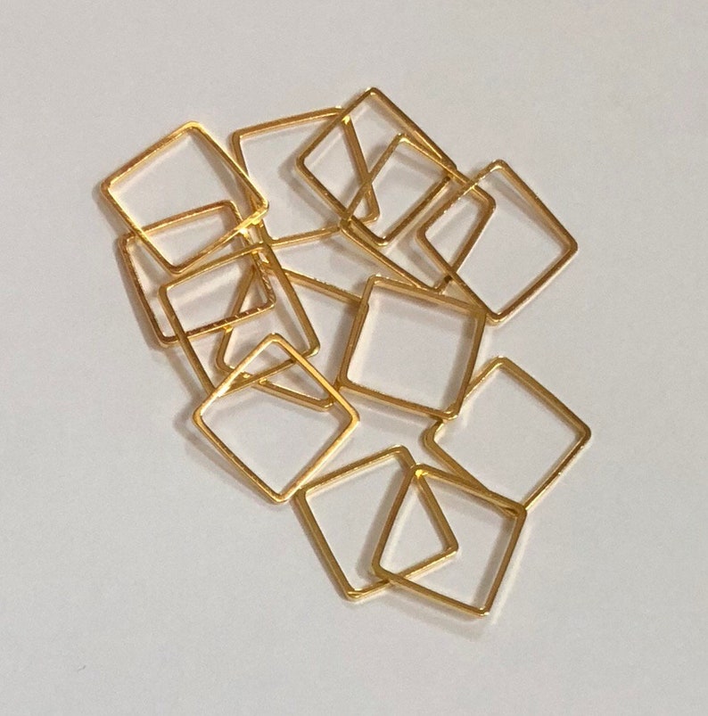 50 pcs Gold plated brass square links 12mm image 2
