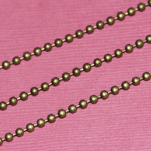 10 ft   antiqued brass 2.4mm smooth ball chain, bulk ball chain