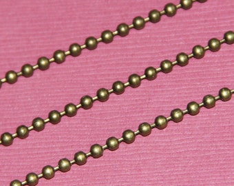 10 ft   antiqued brass 2.4mm smooth ball chain, bulk ball chain