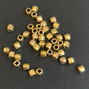 100 gold alloy faceted rectangle beads 4mm, bulk bronze  spacer beads