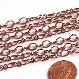 Sale 15ft  Antique Copper chain plated over steel large  figure 8 chain 4.1X 6.1mm