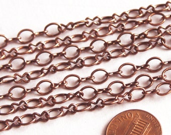 Sale 15ft  Antique Copper chain plated over steel large  figure 8 chain 4.1X 6.1mm