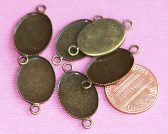 6 pcs  antique brass Cabochon setting for 13x18mm cabochon