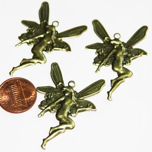 20 pcs antique brass plated Angel drop 46x31mm image 3