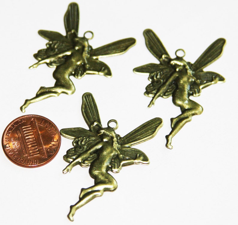 20 pcs antique brass plated Angel drop 46x31mm image 3