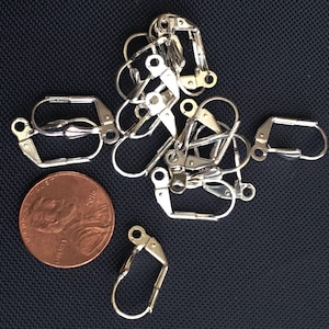 Silver Plated Leverback Earring Hooks with Shell (10 pcs)