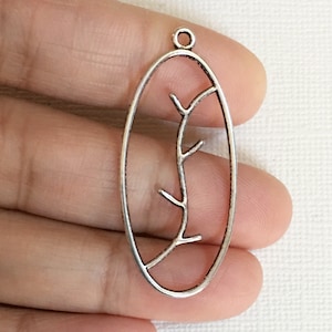 12 pcs  antique silver oval with branch 43x20mm