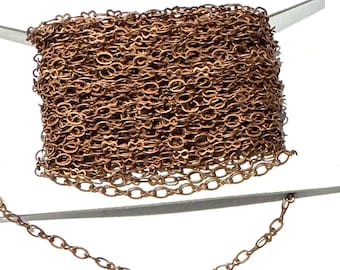 9,75 meter lange spoel, antiek kopergeplateerde messing figuur 8-connector ketting, schakels van 2,9 x 3,3 mm.