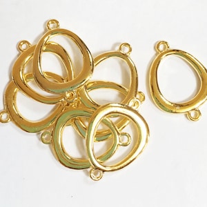 16 pcs  Gold color double sided oval teardrop connector 18x28mm