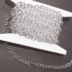 30ft Silver plated  large cable chain 5X4mm , silver plated steel chain, iron chain, bulk chain,  Open Links chain