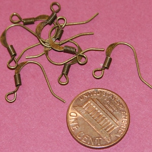 Wholesale 1000 pcs  Antique Brass flattened fishhook with coil ear wire 21 gauge