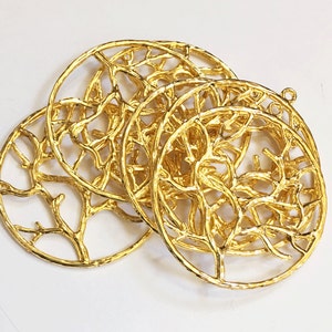 Bulk 30 pcs  Gold tone Tree of life pendant 40mm