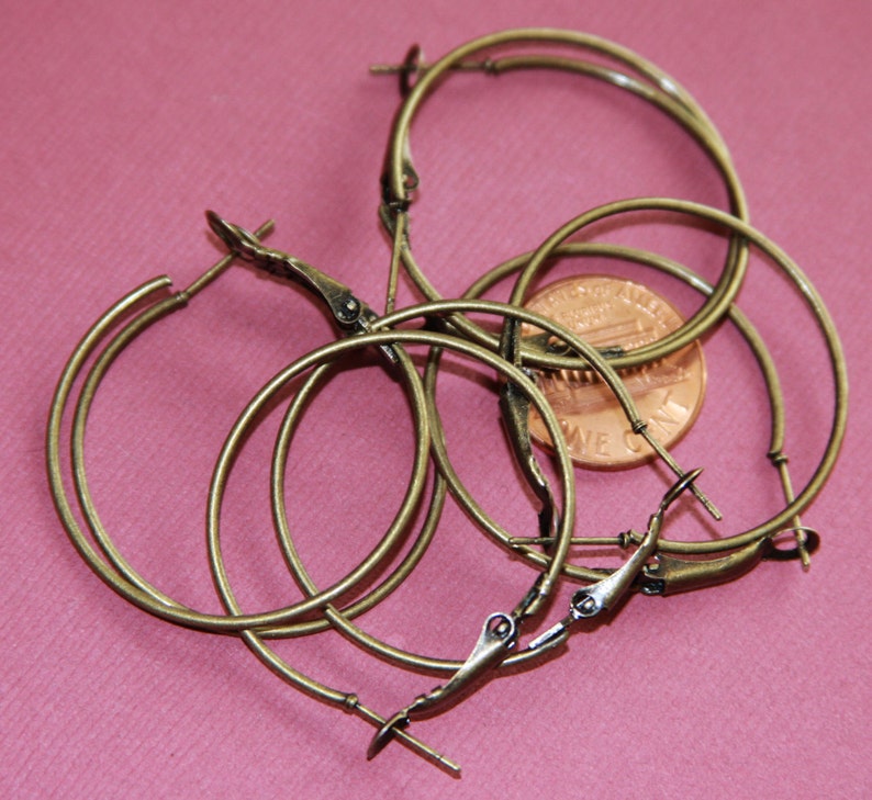 20 pcs Antiqued copper Earrings Hook 35mm image 3