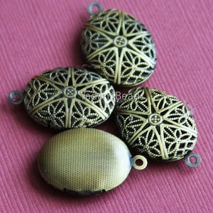 Bulk 20 pcs of antiqued brass filigree Oval Locket Pendant 24x16mm