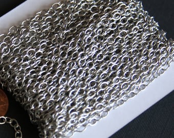 10ft  Antiqued Silver Plated chain round cable chain 4x5mm soldered links