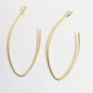 10 pcs gold color earrings hook 32x14mm, gold leaf shape earring hook, Made in USA image 2