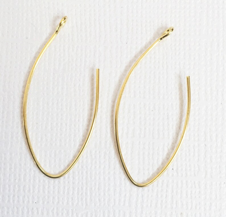 10 pcs gold color earrings hook 32x14mm, gold leaf shape earring hook, Made in USA image 2