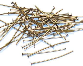 250 pcs ---- Antiqued Brass headpin 2 inch long 22 gauge